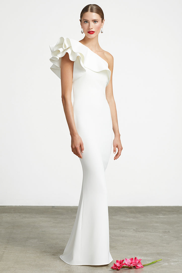 Frascara Ruffle One Shoulder Gown ...